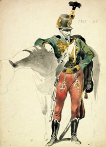 Um Hussardo do 9º Regimento, Cavalaria Ligeira vestido, 1835-48