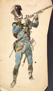 Um fuzileiro dos Jaegers austríacos, o Prestige Corp de uma Elite Nacional, 1835 (aquarela)