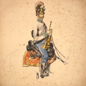 Um policial do 5º regimento de dragões, o príncipe Eugênio de Saboia 1840-50