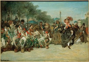 Mercado de flores na avenida Richard-Lenoir de Johan Barthold Jongkind