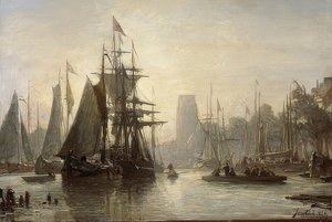 O porto de Roterdã. 1856 de Johan Barthold Jongkind