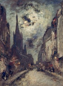 A Rue St. Jacques com a igreja de St. Séverin perto de Mondsche de Johan Barthold Jongkind