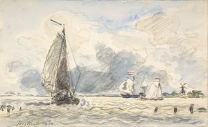 Dutch Fishing Boats, Verso: Sketches of Boats, 1870. de Johan Barthold Jongkind