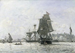Grandes barcos à vela em Honfleur de Johan Barthold Jongkind