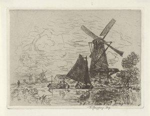 Moinhos de vento perto de Rotterdam de Johan Barthold Jongkind