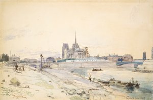 Notre Dame de Paris vista do Quai de la Tournelle de Johan Barthold Jongkind