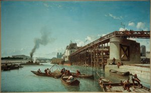 Paris, ponte portuária no Sena (Le Pont de l&39;Estacade) de Johan Barthold Jongkind