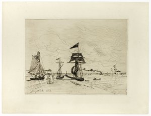 Cais no Porto de Honfleur de Johan Barthold Jongkind