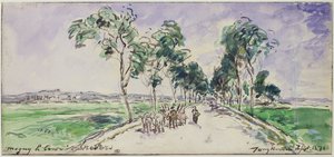 Estrada para Magny perto de Nevers, 1871 (wc no papel) de Johan Barthold Jongkind