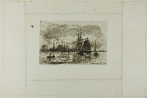 Pôr do sol, porto de Antuérpia de Johan Barthold Jongkind