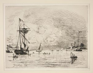 Sortie du Port de Honfleur (Saída do Porto de Honfleur) de Johan Barthold Jongkind