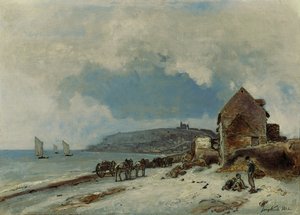 A praia em Sainte-Adresse, 1862 de Johan Barthold Jongkind