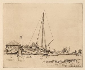 O Barco Ancorado (La Barque Amarree) de Johan Barthold Jongkind