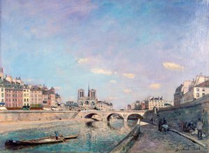O Sena e Notre-Dame em Paris, 1864.