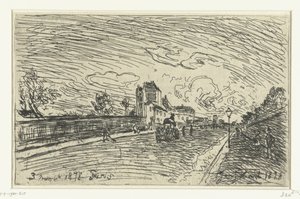 Saída do Hospital Cochin (Faubourg Saint-Jacques, Paris) de Johan Barthold Jongkind