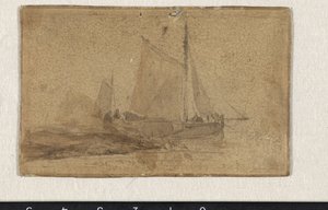 Barcaça de pesca amarrada a uma cabeceira de Johan Barthold Jongkind