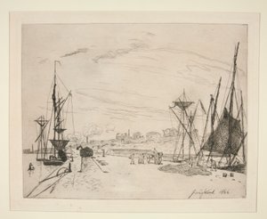 Vista do Porto para a Ferrovia? Honfleur (Vista do Porto da Ferrovia em Honfleur) de Johan Barthold Jongkind