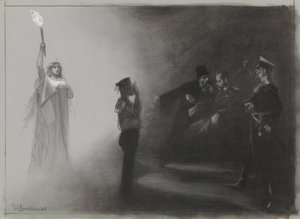 Desenho para ilustração em De Amsterdammer: A derrota da Rússia no mar, 4 de Junho de 1905