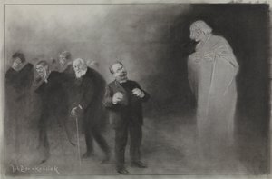 Design para ilustração em De Amsterdammer: O esquecimento de Schimmel no desejo de ano novo de den Stadschouwburg, 13 de janeiro de 1907