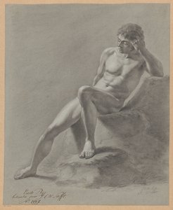 Nu Masculino Sentado, Vista Frontal (1º Prêmio 1807) de Johan Christiaan Willem Safft