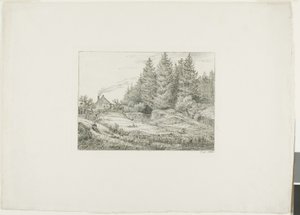 Casa de fazenda em uma floresta perene de Johan Christian Dahl