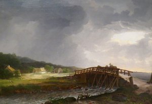 Dinamarquês: A ponte sobre o rio Tryggevælde com vista para Køge A ponte sobre o rio Tryggevælde com vista para Køge, Zelândia de Johan Christian Dahl