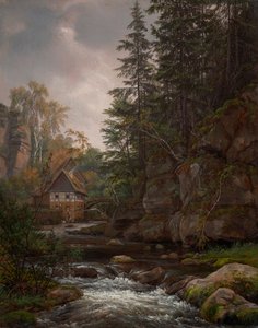 O moinho Lochmühle no vale de Liebethal de Johan Christian Dahl