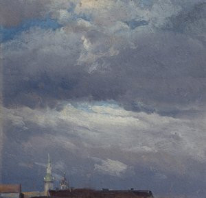 Nuvens de tempestade sobre a torre do castelo de Dresden de Johan Christian Dahl