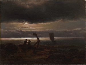 Mãe e filho à beira-mar de Johan Christian Dahl