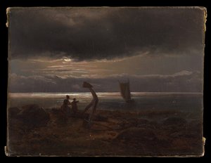 Mãe e filho junto ao mar de Johan Christian Dahl