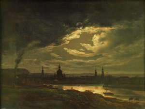 Vista nocturna de Dresden de Johan Christian Dahl