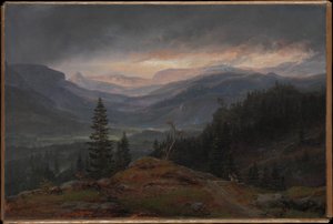 Norueguês:  Utsikt over Hallingdal Vista sobre Hallingdal de Johan Christian Dahl