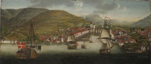 Vista do porto de Bergen de Johan Christian Dahl