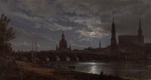 Vista de Dresden ao luar de Johan Christian Dahl