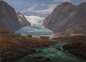 Vista do Nigardsbreen em Jostedalen de Johan Christian Dahl