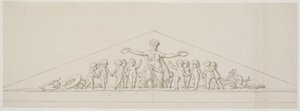 Esboço de um frontão, simbolizando prosperidade, com putti de Johan Christoph Petzold