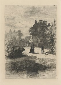 Vista da estátua de Vondel em Vondelpark