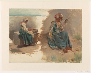 Dois esboços de mulheres sentadas