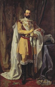 Charles XV roi de Suede - Retrato do Rei Carlos XV da Suécia (1826-1872), de Hockert, Johan Fredrik (1826-1866). Óleo sobre tela de Johan Fredrik Hockert
