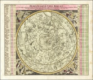 Mapa celeste do céu do hemisfério norte de 1730 de Johan Gabriel Doppelmayr