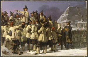 Rei Gustav I Vasa (1496-1560) Dirigindo-se aos homens de Dalarna em Mora - Rei Gustav Vasa da Suécia Dirigindo-se aos homens de Dalarna em Mora, por Sandberg, Johan Gustaf (1782-1854). Óleo sobre tela