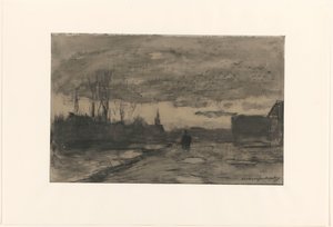 Vista de um cais de Johan Hendrik Weissenbruch (signed by artist)