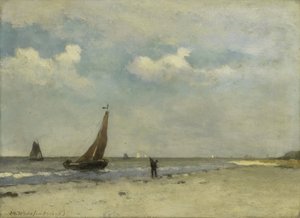 Cena de praia de Johan Hendrik Weissenbruch