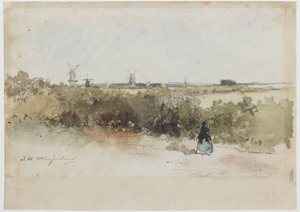 Paisagem com moinhos de vento de Johan Hendrik Weissenbruch