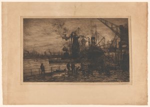 Vista do porto de Roterdão de Johan Hendrik van Mastenbroek (signed by artist)