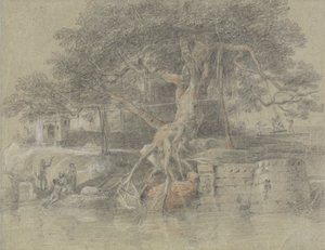 Um Hindu moribundo trazido ao rio Ganges de Johan Joseph Zoffany