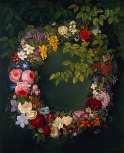 Uma guirlanda de flores (óleo sobre tela) de Johan Laurents Jensen