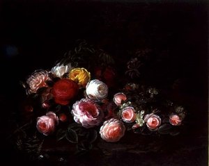 Rosas na Paisagem (óleo sobre tela) de Johan Laurents Jensen