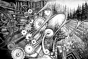 Floresta Digital Steampunk de Johan Liewendahl