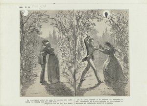 Desenho animado sobre a influência da lua, 1865